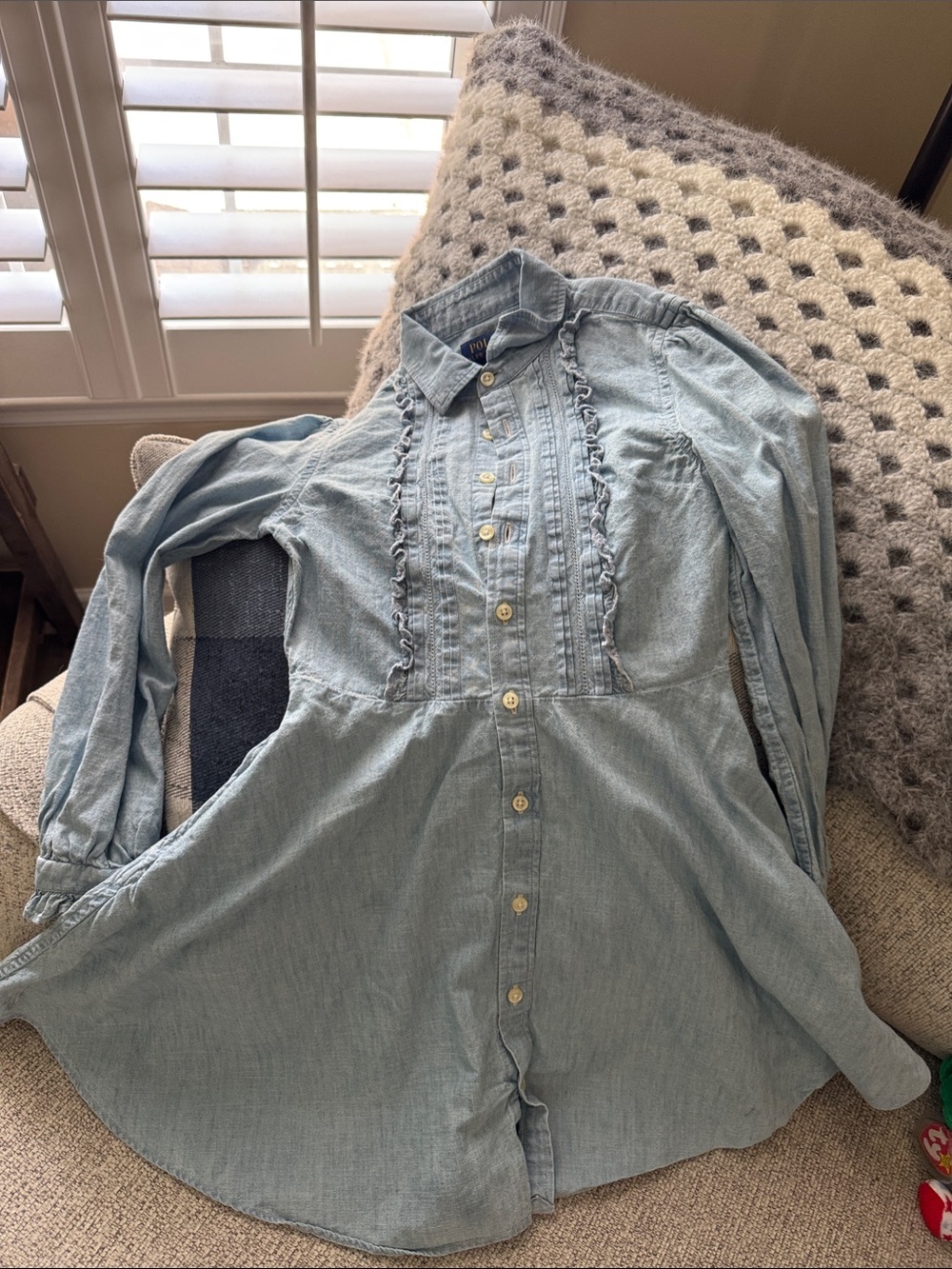 Polo by Ralph Lauren Light Blue Denim Shirt Dress for Girls